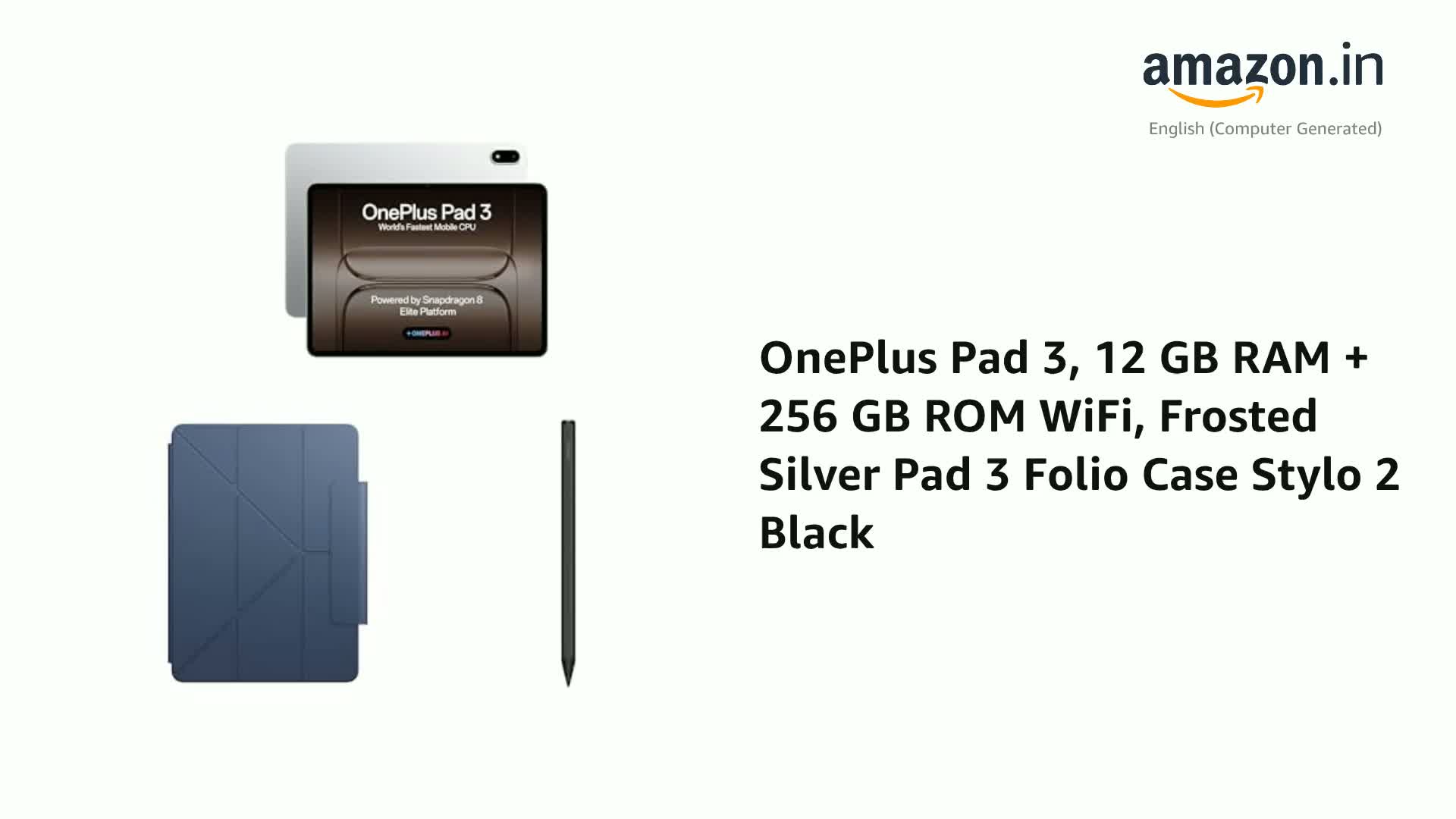 OnePlus Pad 3, 12 GB RAM + 256 GB ROM WiFi, Frosted Silver